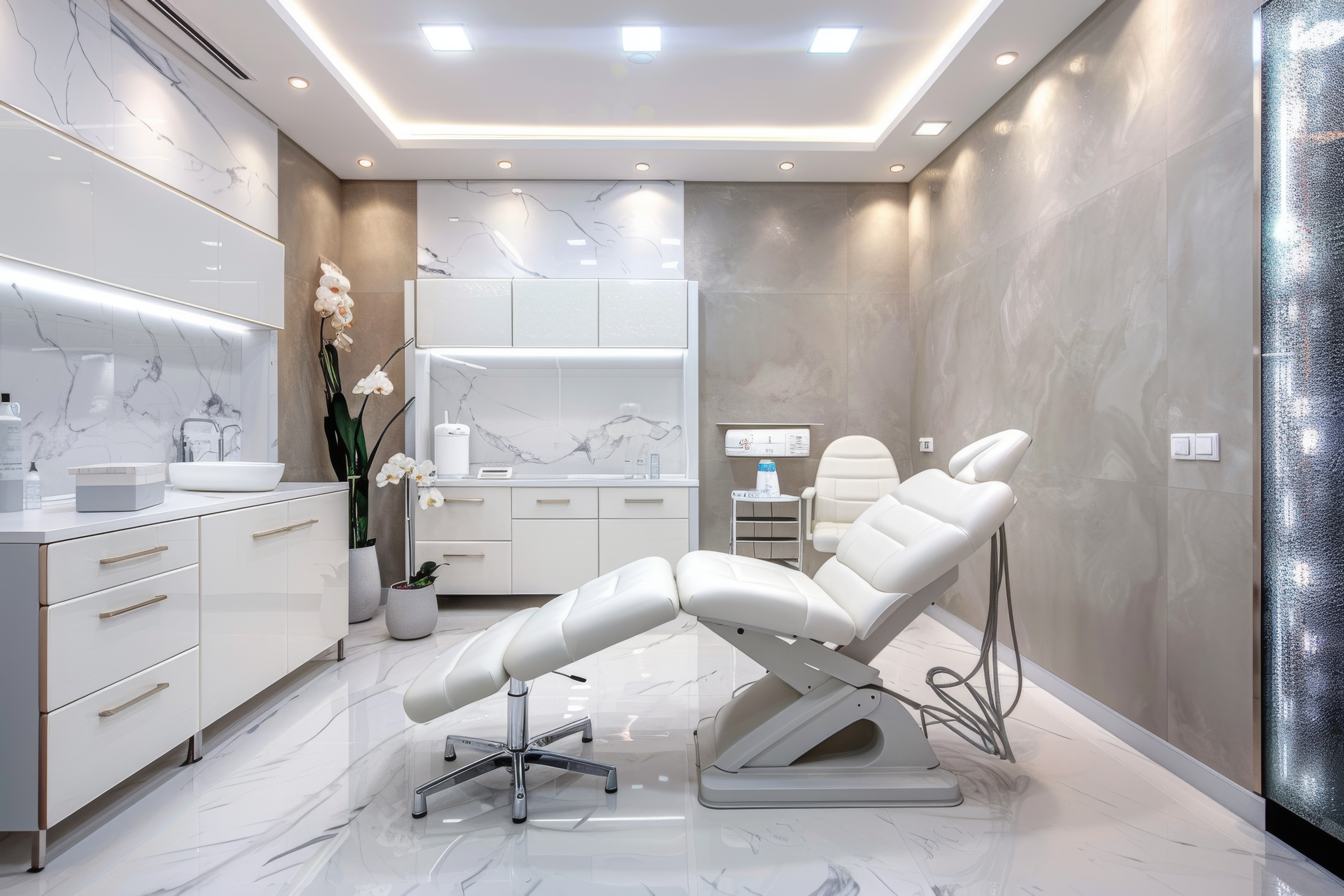 Minimal, elegant consultation environment reflecting privacy, composure and premium care